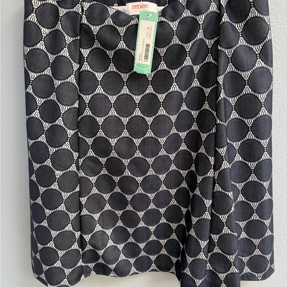 Renee C. Navy and white Knee-Length Pencil Skirt